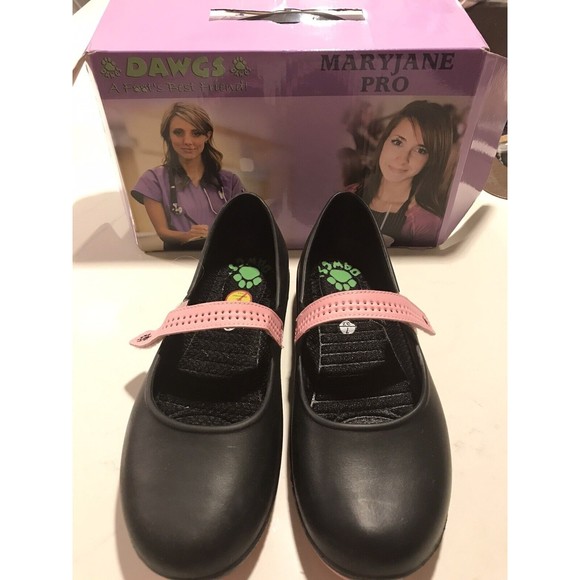 Dawgs Women’s Pro Casual Round Toe Comfort Black/Pink Mary Janes Shoes Size 7 - Picture 4 of 8